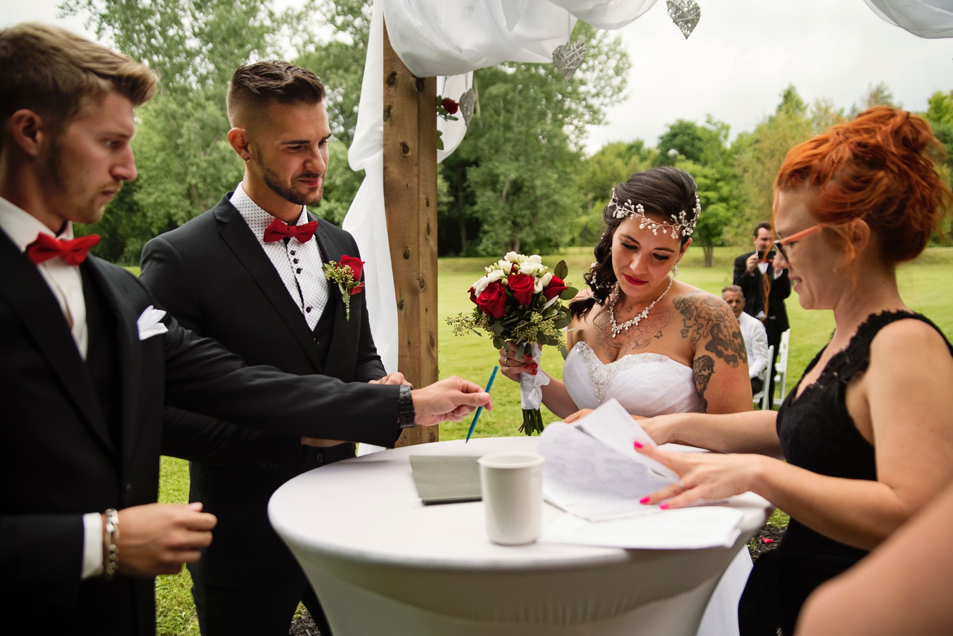 Intimate wedding ceremony for millennial couple.